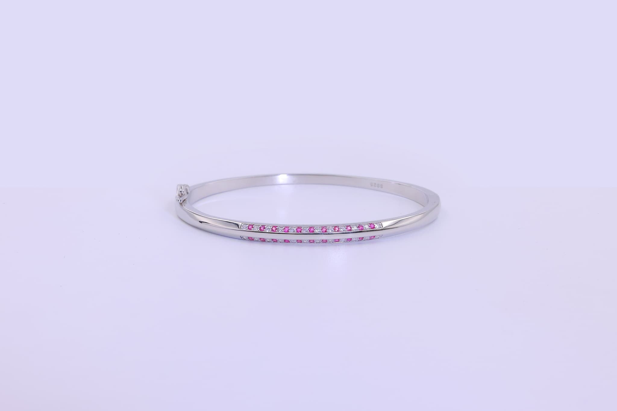 Silver Pink Zircon Line Bracelet