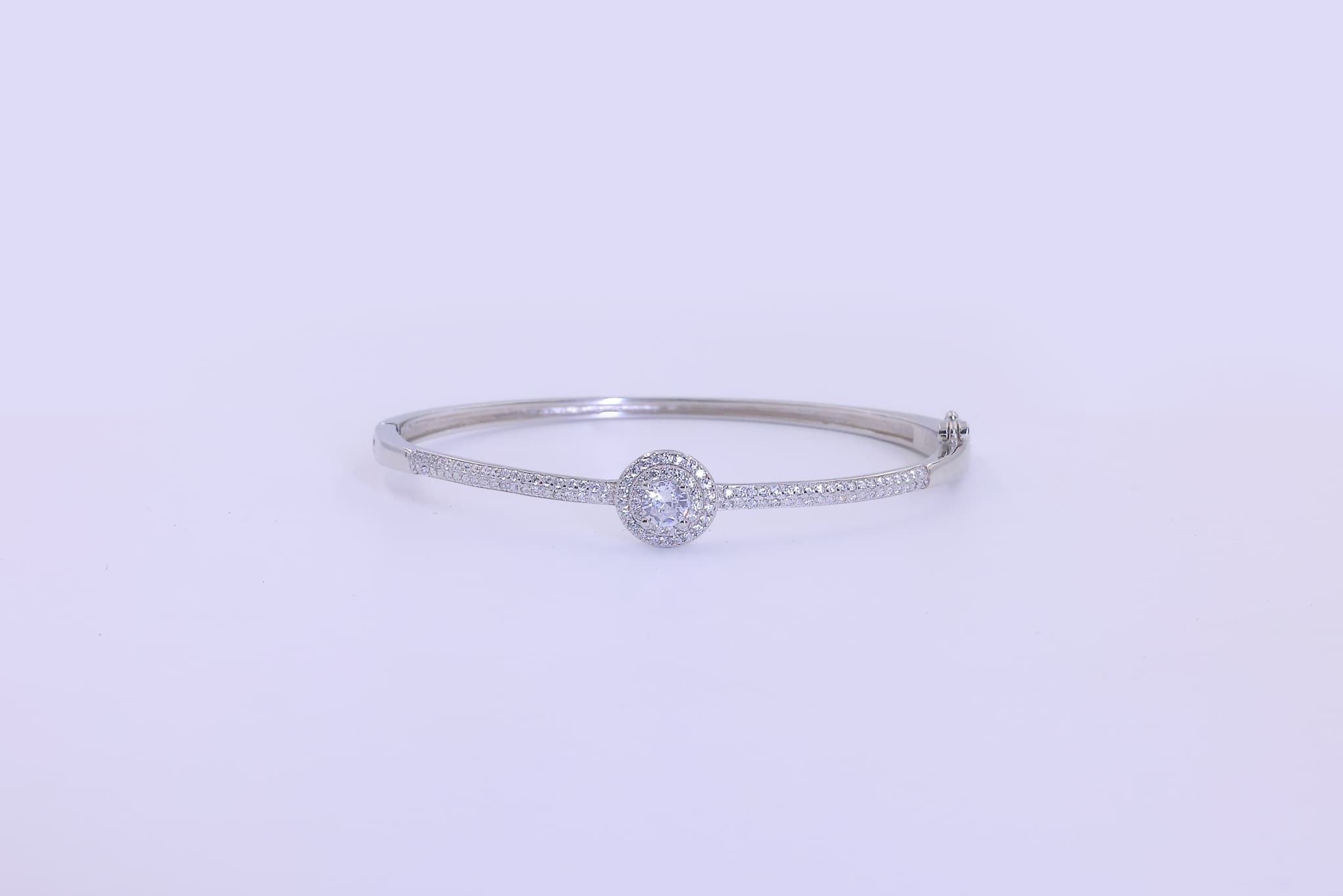Silver Zircon Halo Bracelet