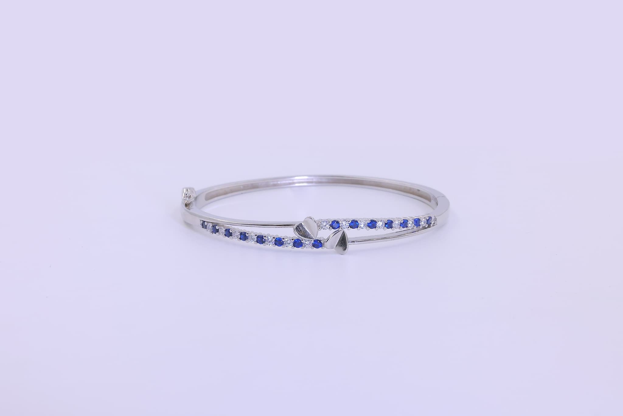 Silver Blue Zircon Heart Bracelet