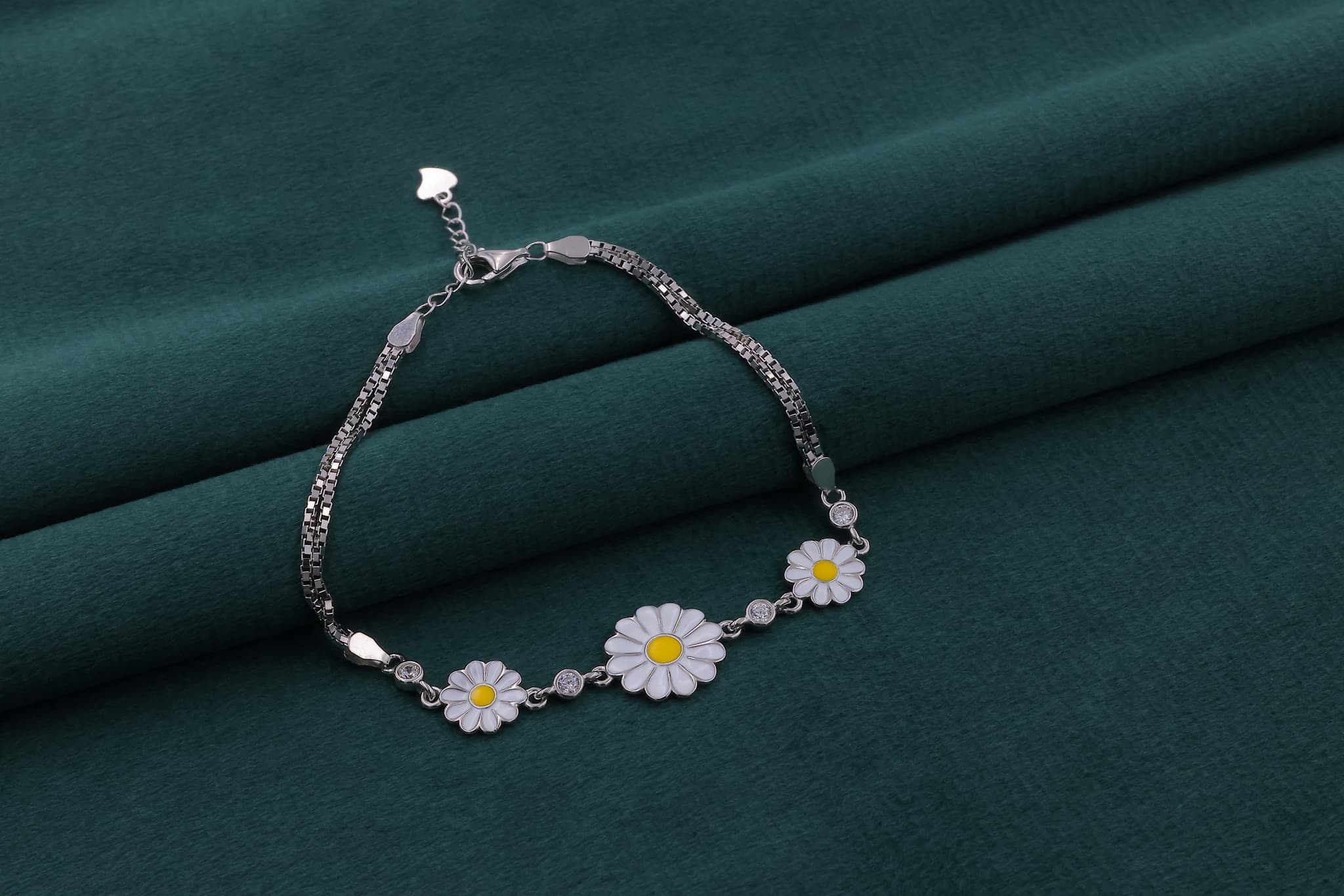 Silver Daisy Charm Bracelet