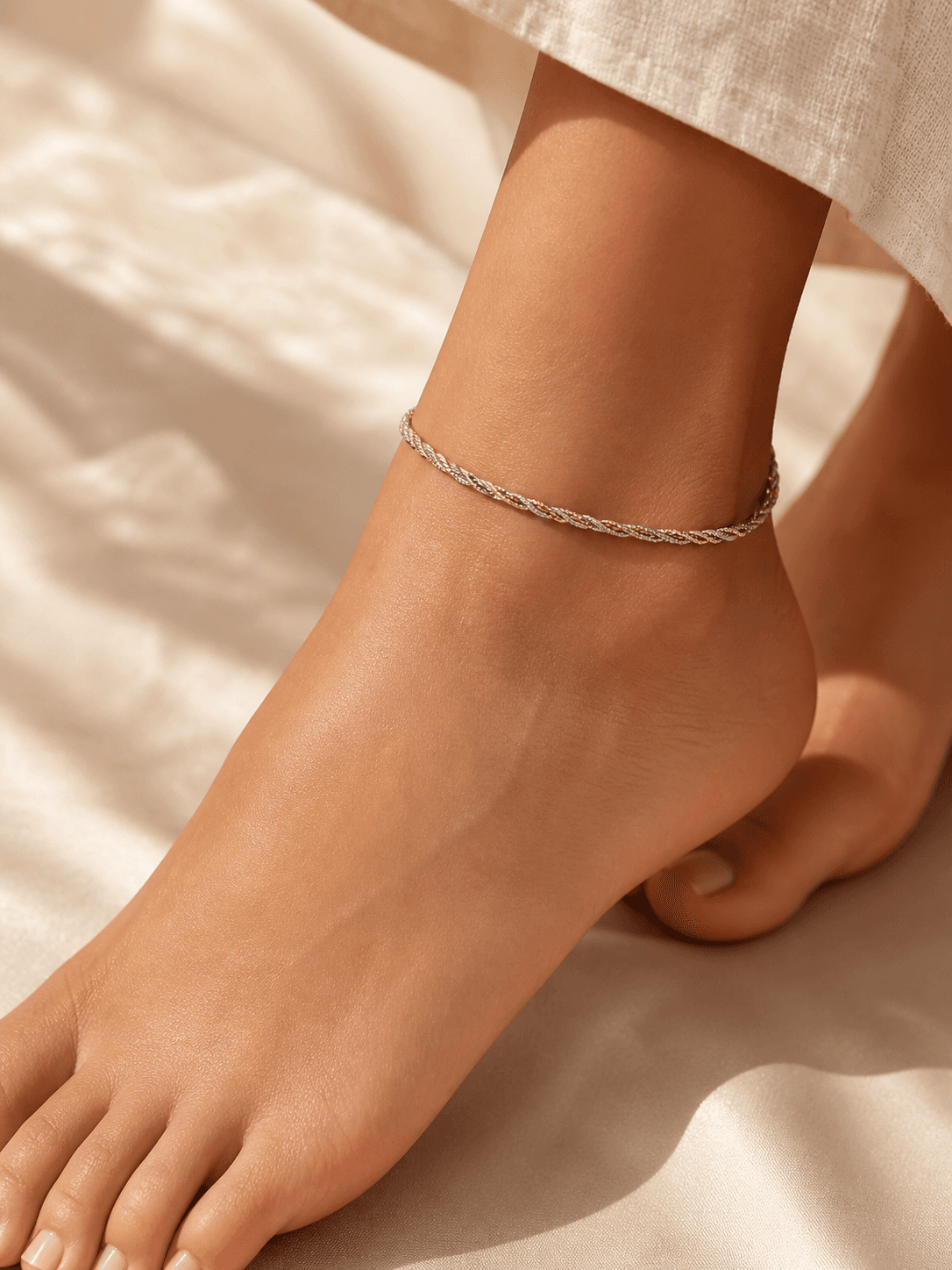 Twisted Dual-Tone Textured Anklet