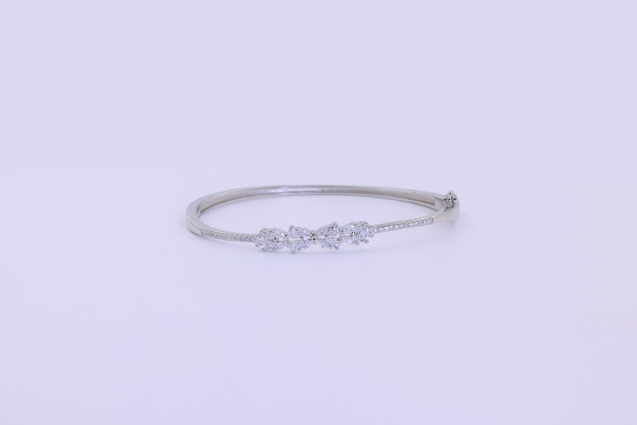 Silver Zircon Leaf Cluster Bracelet