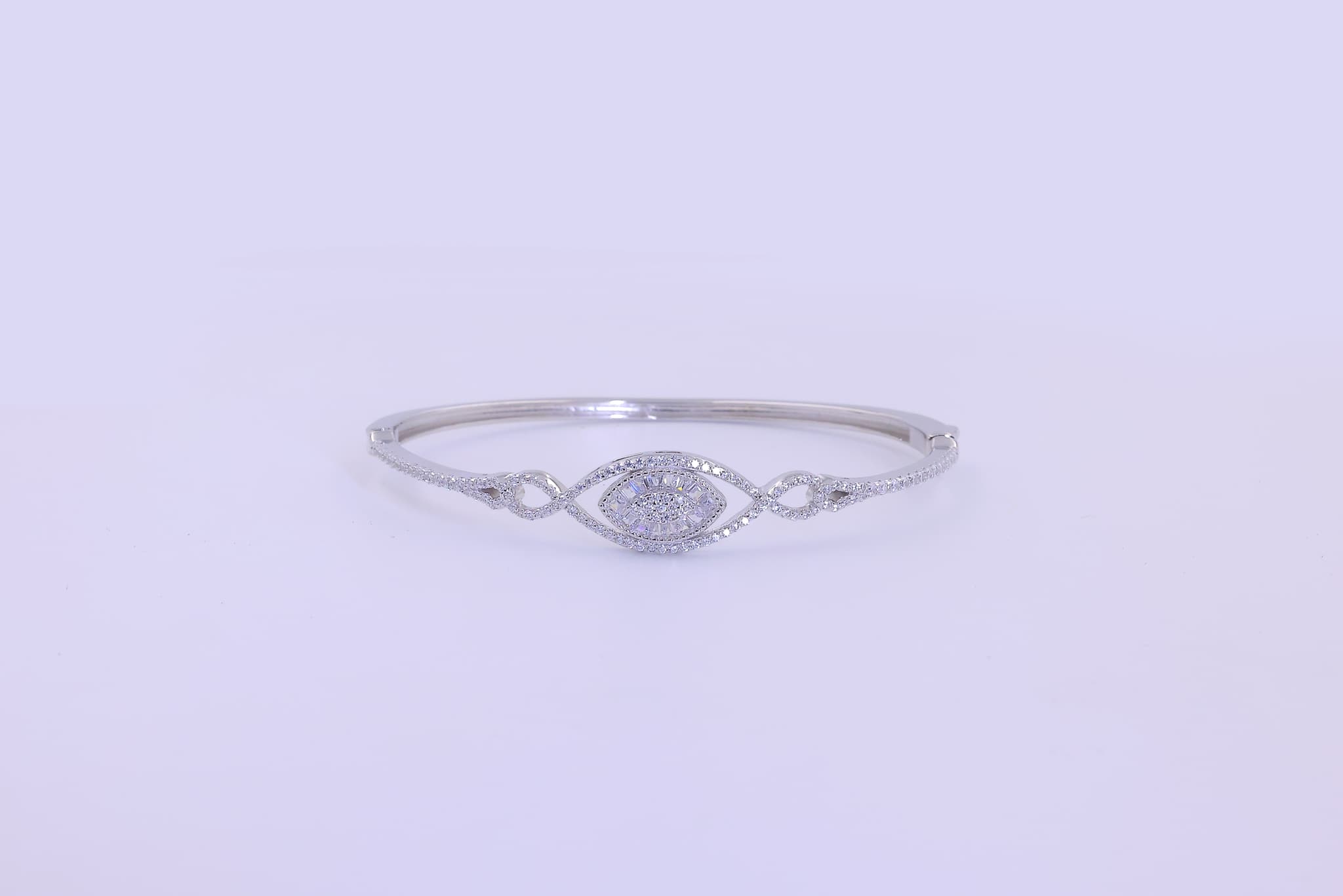 Silver Zircon Evil Eye Bracelet