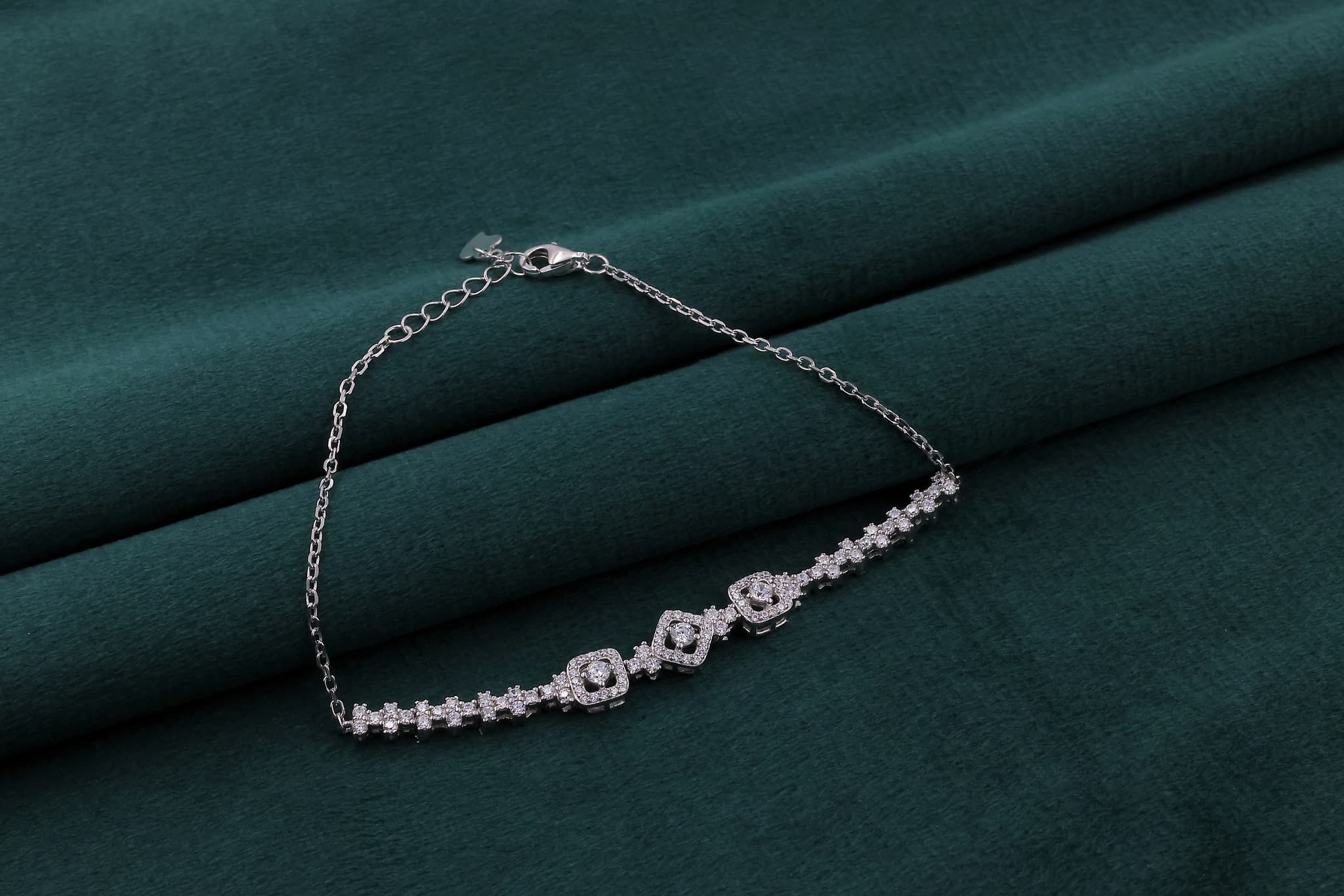 Silver Zircon Geometric Tennis Bracelet